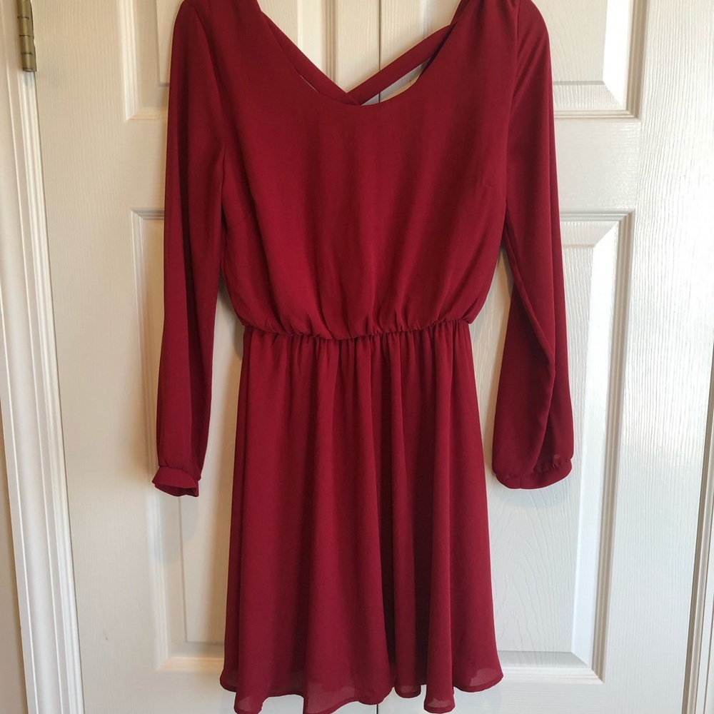 Francesca’s Red Long Sleeve Dress